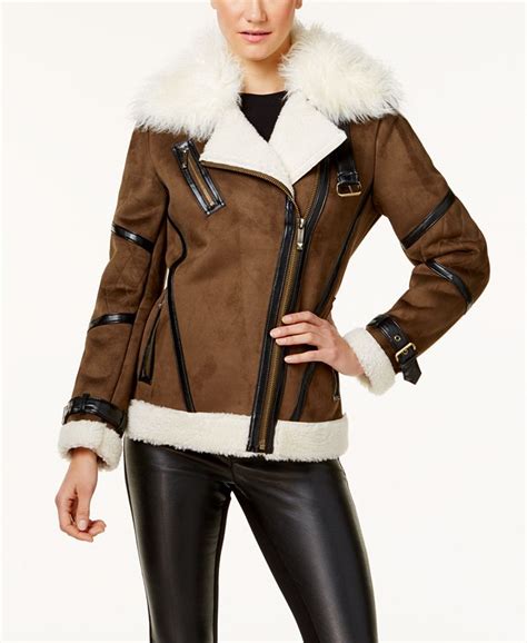 michael kors tan faux leather jacket
